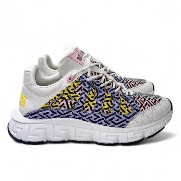 VERSACE Men's Trigreca White Platform Multicolor Monogram Sneakers Size … - Picture 9 of 14